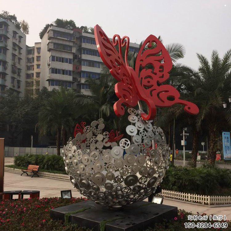 花球雕塑定做，公園小品，不銹鋼花球雕塑供應(yīng)
