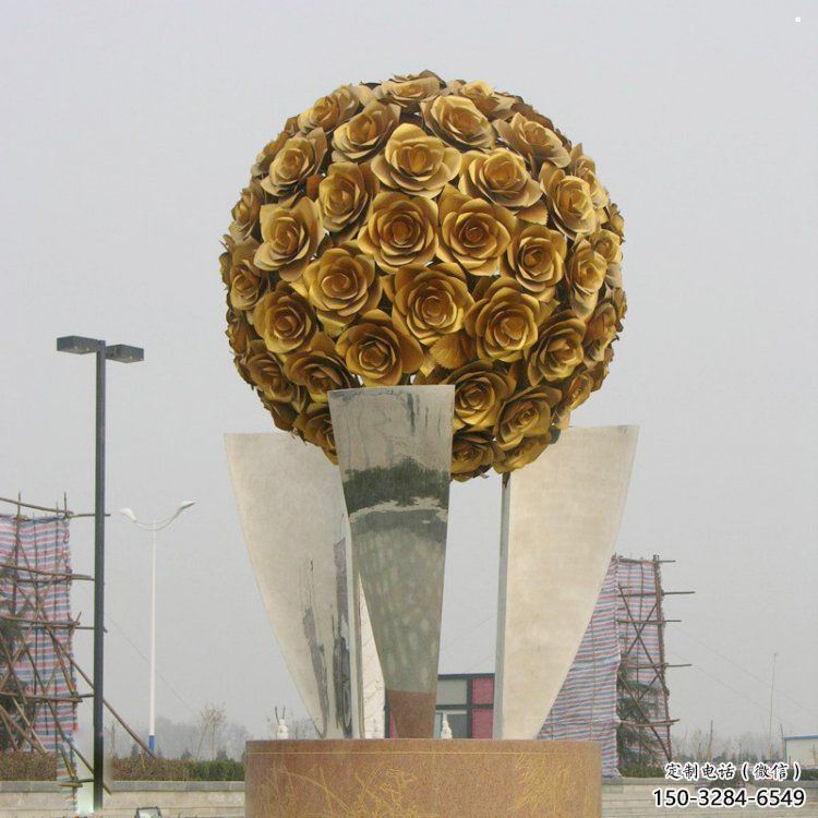 花球雕塑精選，市標雕塑，不銹鋼花球雕塑廠家