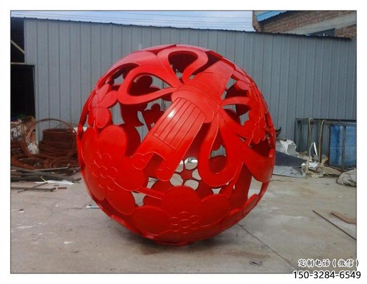 花紋球雕塑廠家，小區(qū)雕塑，不銹鋼花紋球雕塑點(diǎn)擊