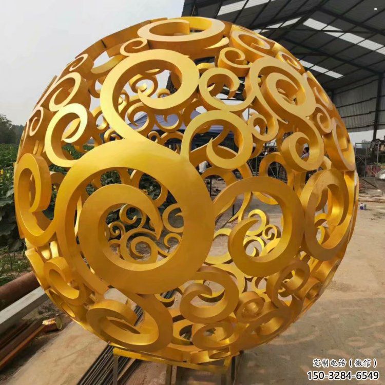 花紋球雕塑定制，城市裝飾，不銹鋼花紋球雕塑承接