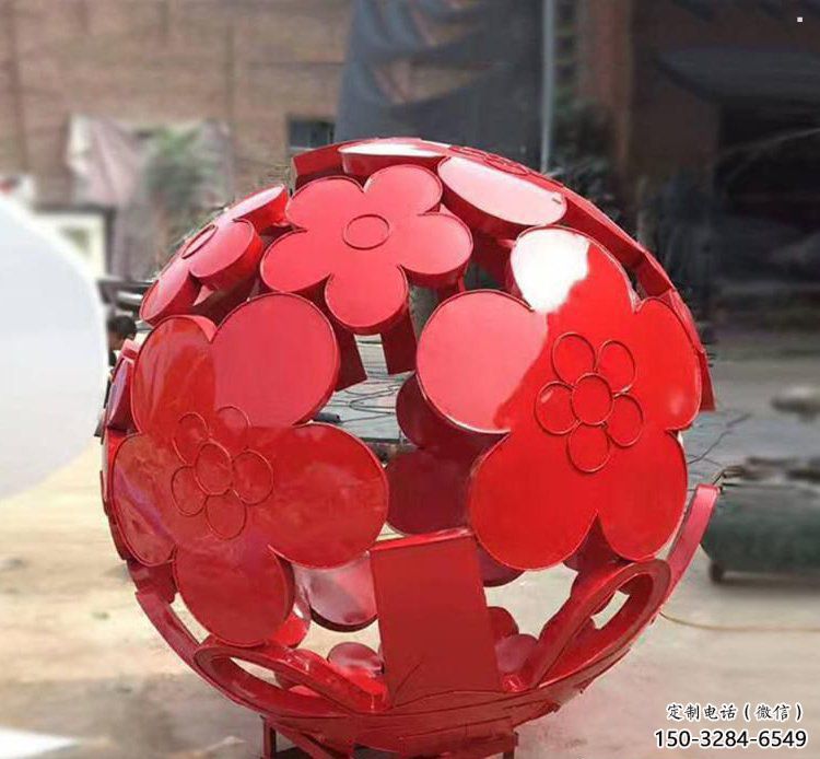 花紋球雕塑制作，景觀雕塑，不銹鋼花紋球雕塑常用