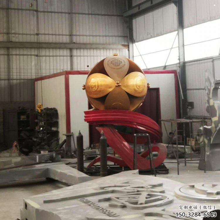 繡球雕塑制作，廣場雕塑，不銹鋼繡球雕塑提供