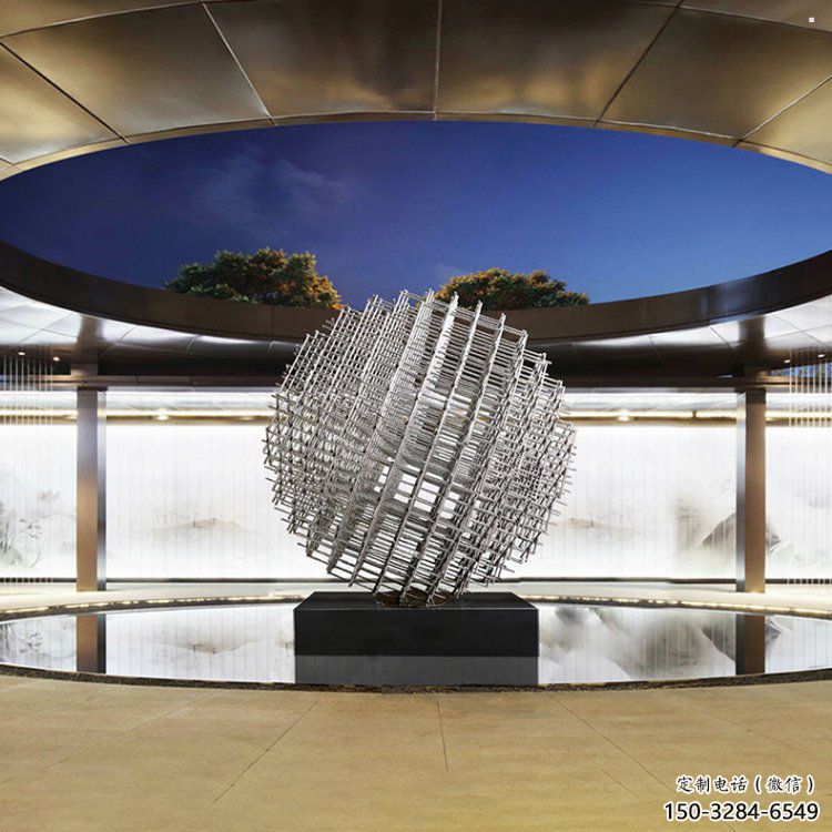 鏤空球雕塑擺件，室外軟裝，異形鏤空球雕塑定制