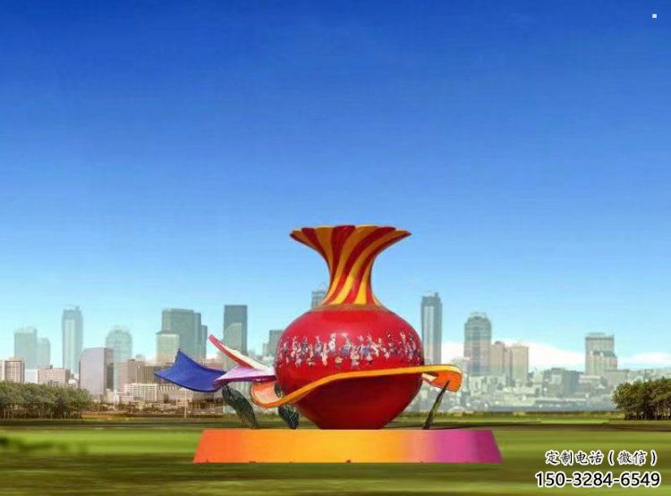 花瓶雕塑定價，街頭雕塑，烤漆玻璃鋼花瓶雕塑定價