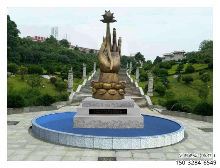 手拈花雕塑生產(chǎn)，城市裝飾，不銹鋼手拈花雕塑選定