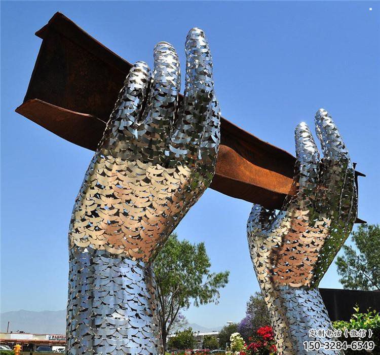 雙手雕塑定制，城市裝飾，花園不銹鋼雙手雕塑承接