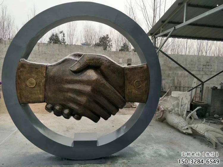 握手雕塑觀賞型，戶外擺放，不銹鋼握手雕塑廠家