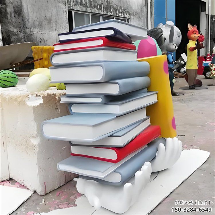 疊書雕塑廠家，彩鋼制作，不銹鋼疊書雕塑廠家