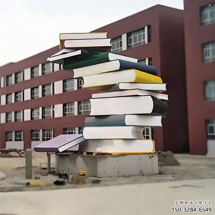 學校疊書雕塑提供，多彩藝術(shù)，中式不銹鋼疊書雕塑通用