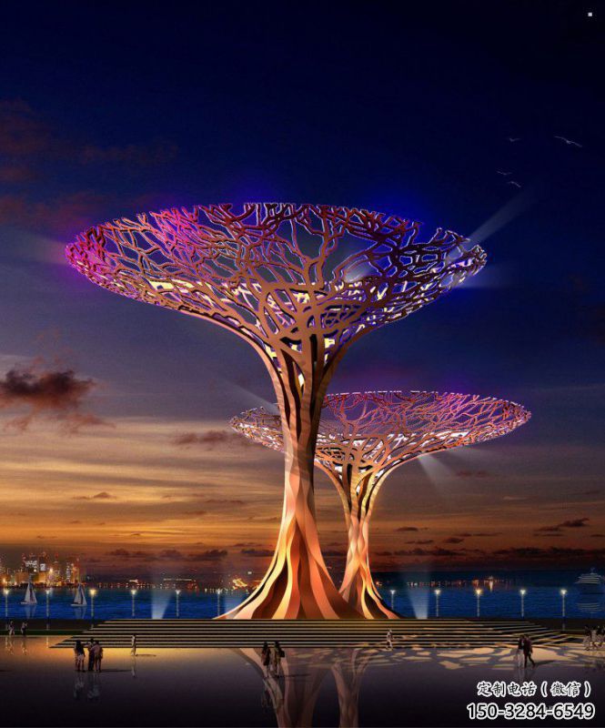 遮陽樹雕塑精選，街頭藝術，不銹鋼遮陽樹雕塑承接