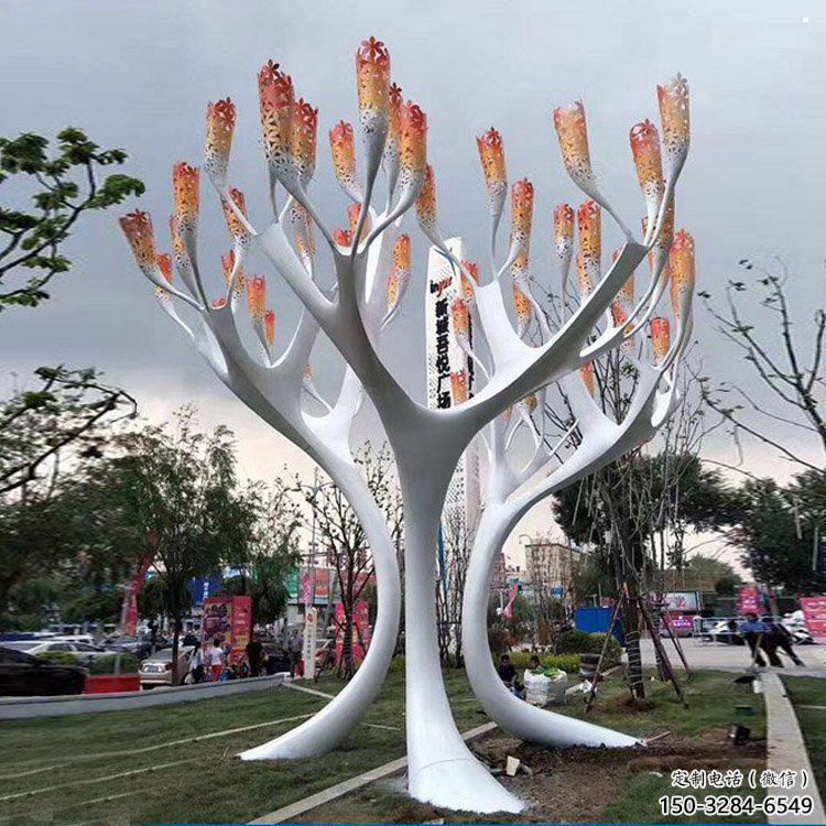 遮陽樹雕塑批發，標識雕塑，不銹鋼遮陽樹雕塑優選