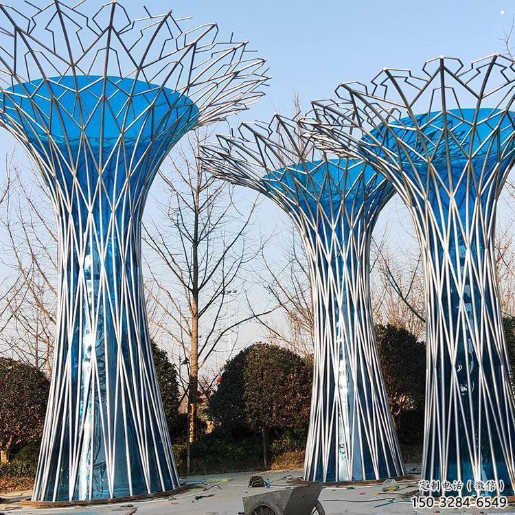 金屬鏤空樹雕塑承接，陸地擺件，烤漆鏤空樹雕塑制造商