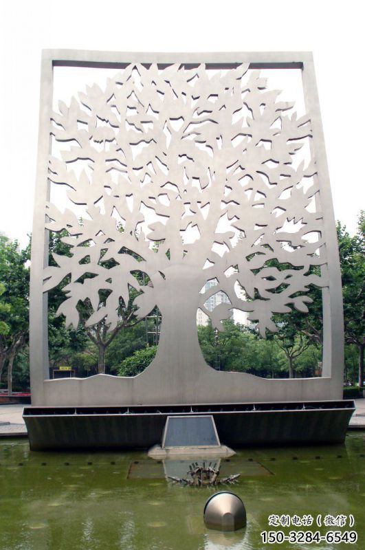 鏤空樹(shù)雕塑定價(jià)，街頭雕塑，烤漆鏤空剪紙樹(shù)雕塑廠家