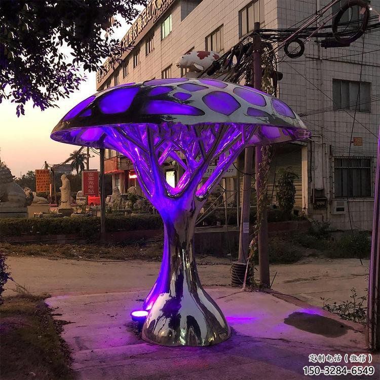 燈光樹雕塑精品，景觀雕塑，不銹鋼燈光蘑菇樹雕塑生產(chǎn)商