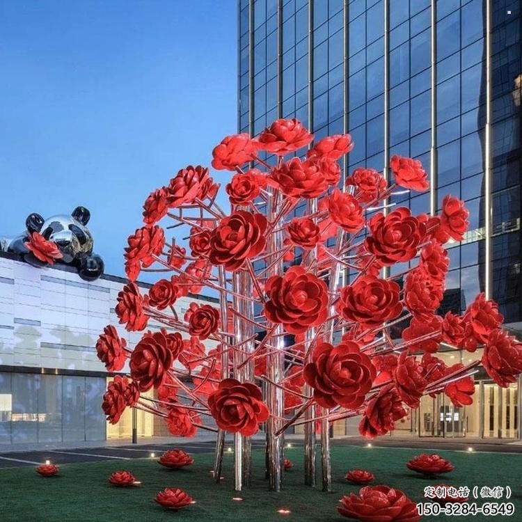 花樹雕塑生產商，歐式風格，烤漆不銹鋼花樹雕塑優價