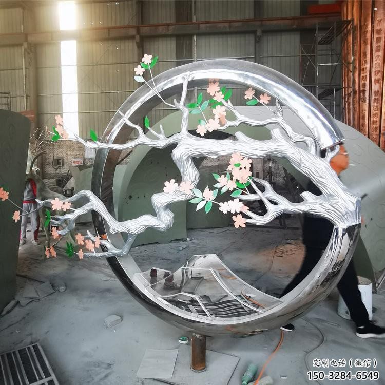 梅花樹雕塑廠家，花園小品，不銹鋼梅花樹雕塑精選