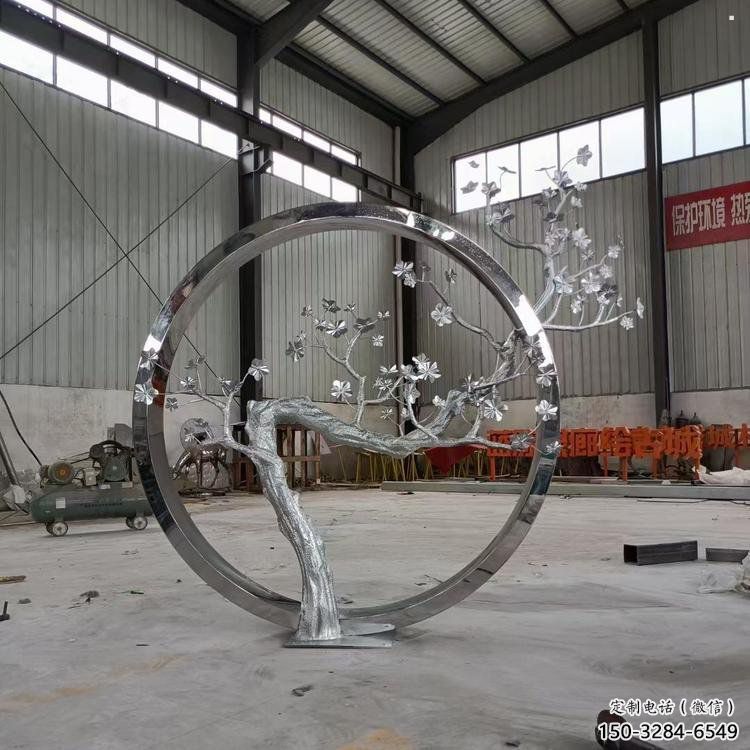 梅花樹雕塑加工，美陳雕塑，不銹鋼梅花樹雕塑生產商
