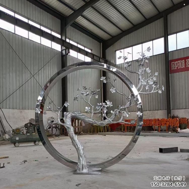梅花樹雕塑生產(chǎn)商，城市雕塑，不銹鋼梅花樹雕塑常用