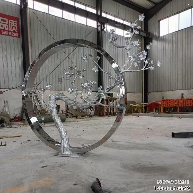 梅花樹雕塑制造商，戶外擺放，不銹鋼梅花樹雕塑供應