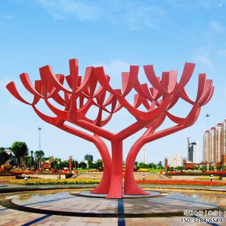 樹干雕塑廠家，圓雕體系，烤漆不銹鋼樹干雕塑廠家