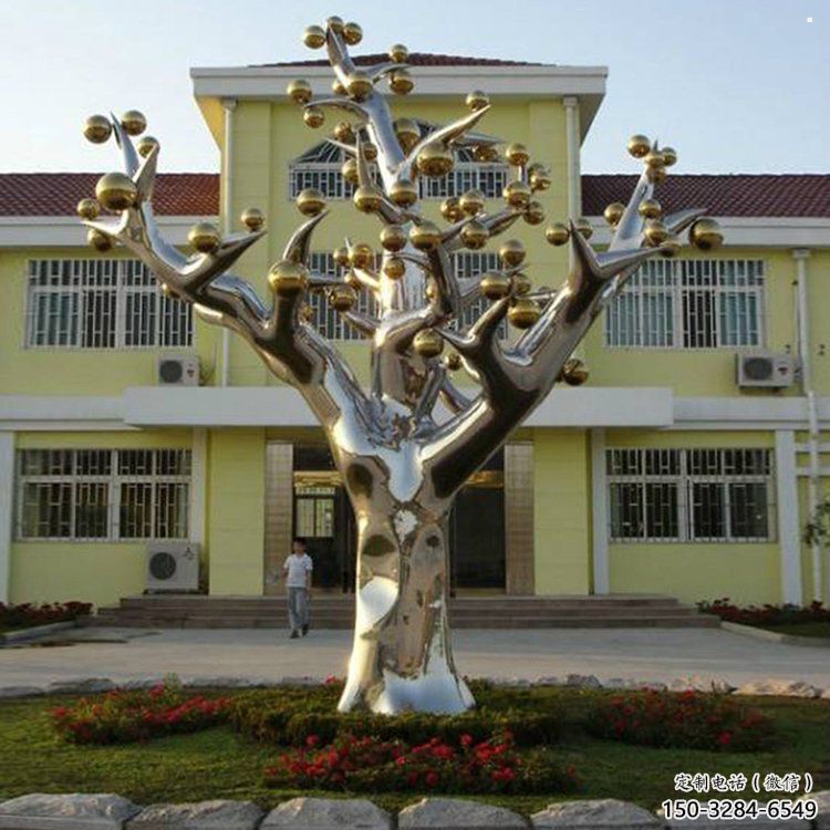 樹干雕塑供需，室外軟裝，藝術(shù)不銹鋼樹干雕塑指用