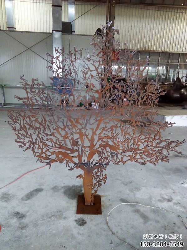 發財樹雕塑點擊，城區小品，不銹鋼發財樹雕塑承接