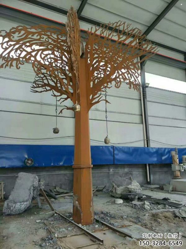 發財樹雕塑優選，拉絲工藝，不銹鋼發財樹雕塑承接