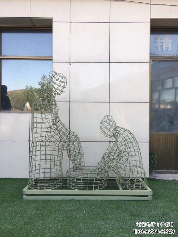 鏤空孝道雕塑通用，街景小品，鐵藝洗腳雕塑制造