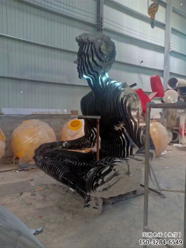 抽象鏤空人物雕塑定制，中式工藝，鐵藝片狀人物雕塑優(yōu)價(jià)
