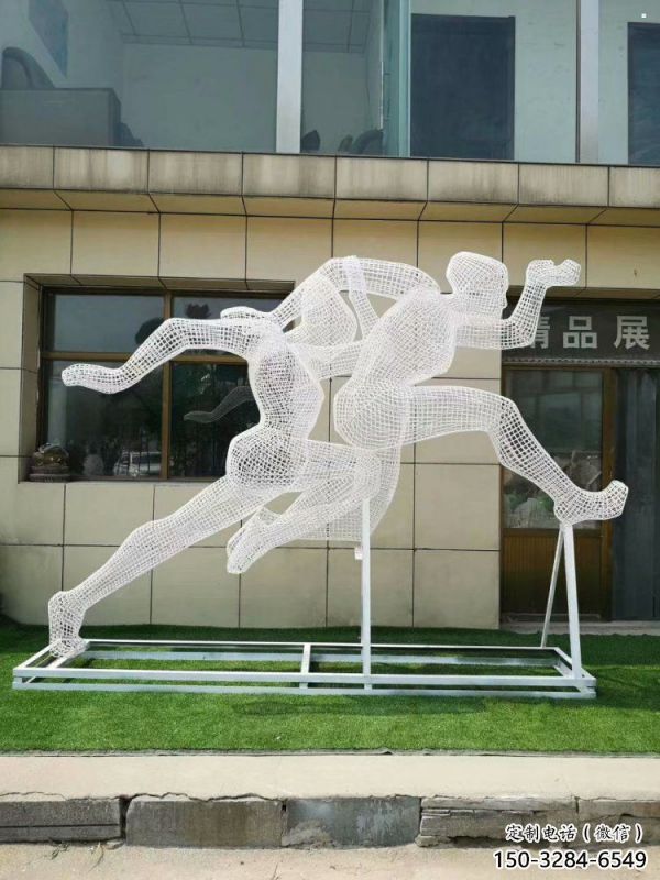 鏤空跨欄雕塑制造商，透雕雕塑，鐵藝體育人物雕塑供給