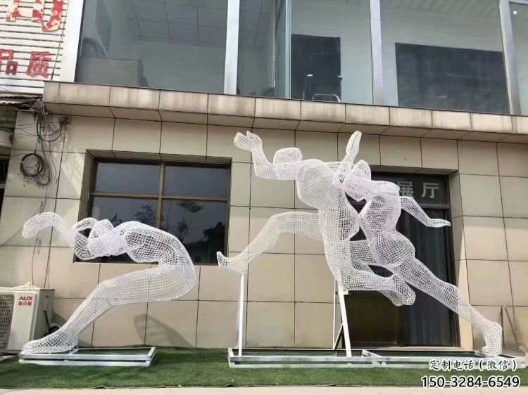 鏤空運動員雕塑生產(chǎn)，廣場雕塑，鐵藝體育人物雕塑展品