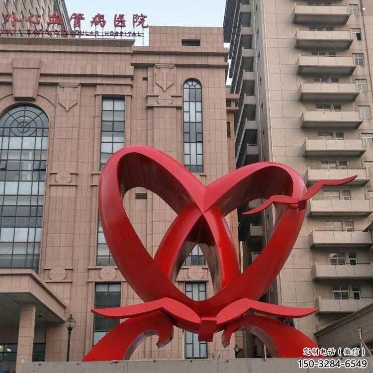 大型雙心雕塑公司制作，花園小品，不銹鋼雙心雕塑提供
