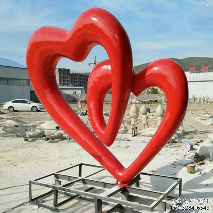 雙心雕塑優選，城市裝飾，展示不銹鋼雙心雕塑定做
