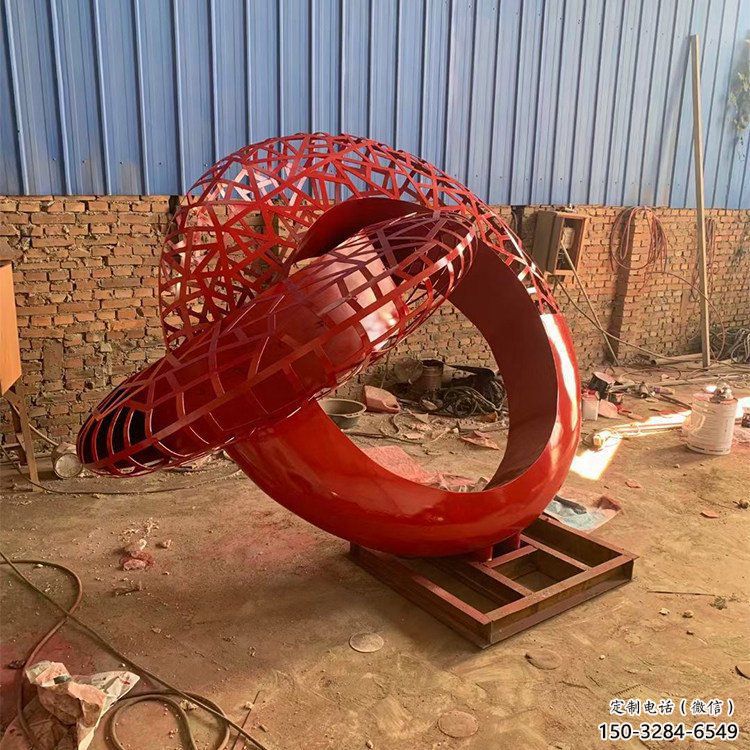 抽象雙環(huán)雕塑展品，小區(qū)雕塑，不銹鋼雙環(huán)雕塑制作精選