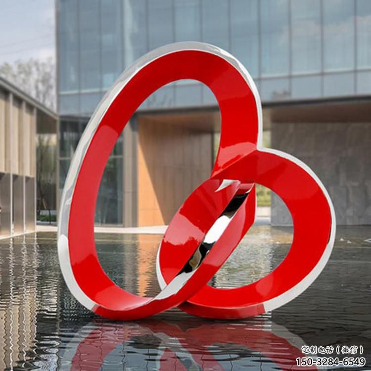 雙環雕塑定價，街頭雕塑，烤漆不銹鋼雙環雕塑定價