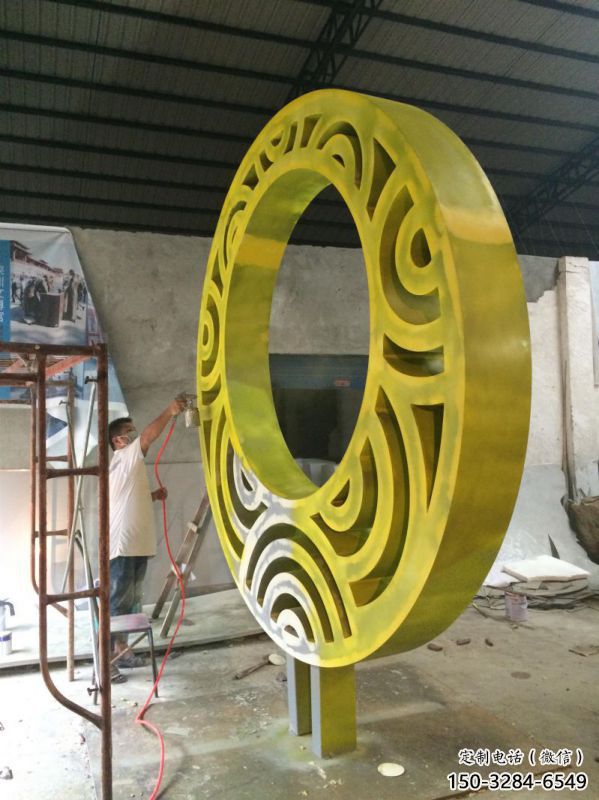景觀圓環雕塑，烤漆景觀雕塑，鍛造工藝