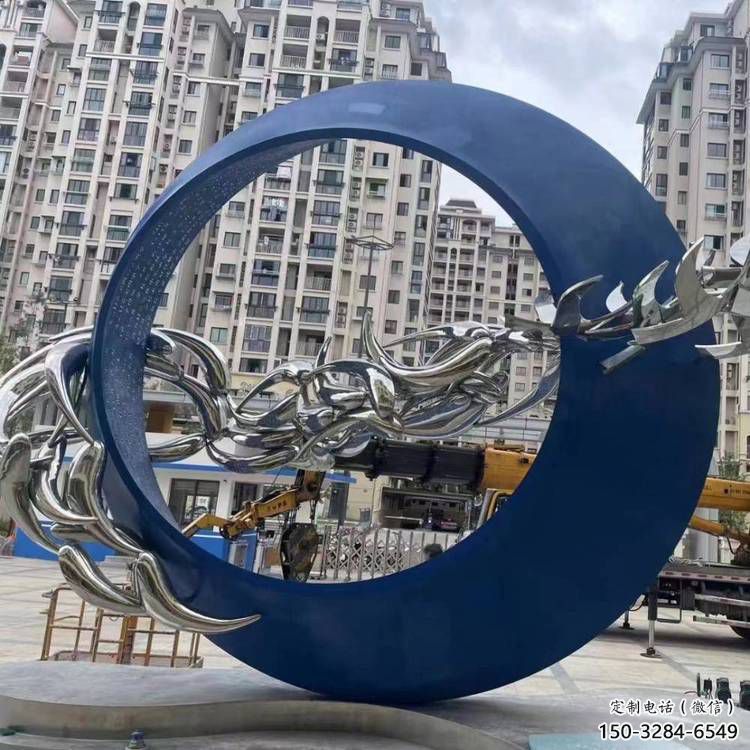 圓環(huán)雕塑訂做，城市雕塑，烤漆圓環(huán)雕塑專供