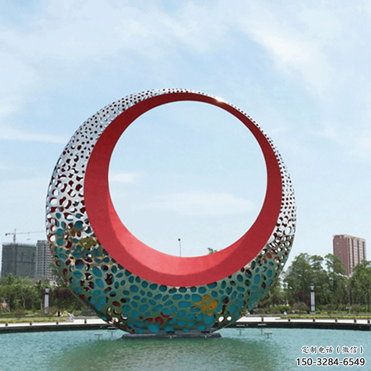 圓環雕塑訂做，街景小品，戶外烤漆圓環雕塑制作