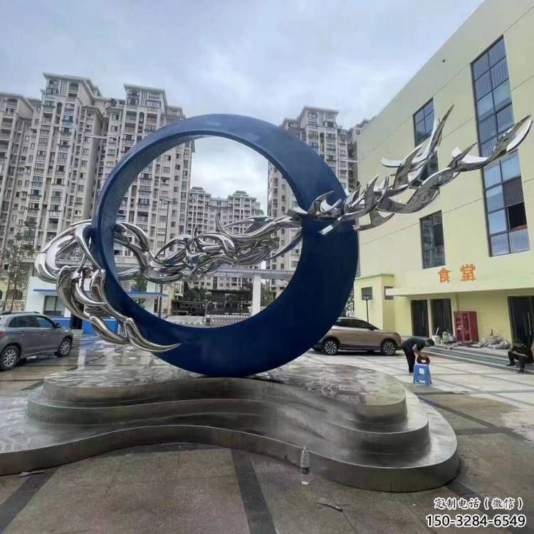 圓環雕塑定做，小區擺件，烤漆圓環雕塑制作