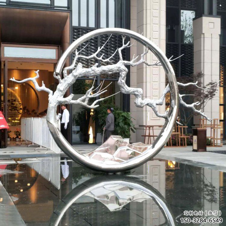 圓環(huán)樹雕塑訂做，戶外雕塑，不銹鋼圓環(huán)樹雕塑供給