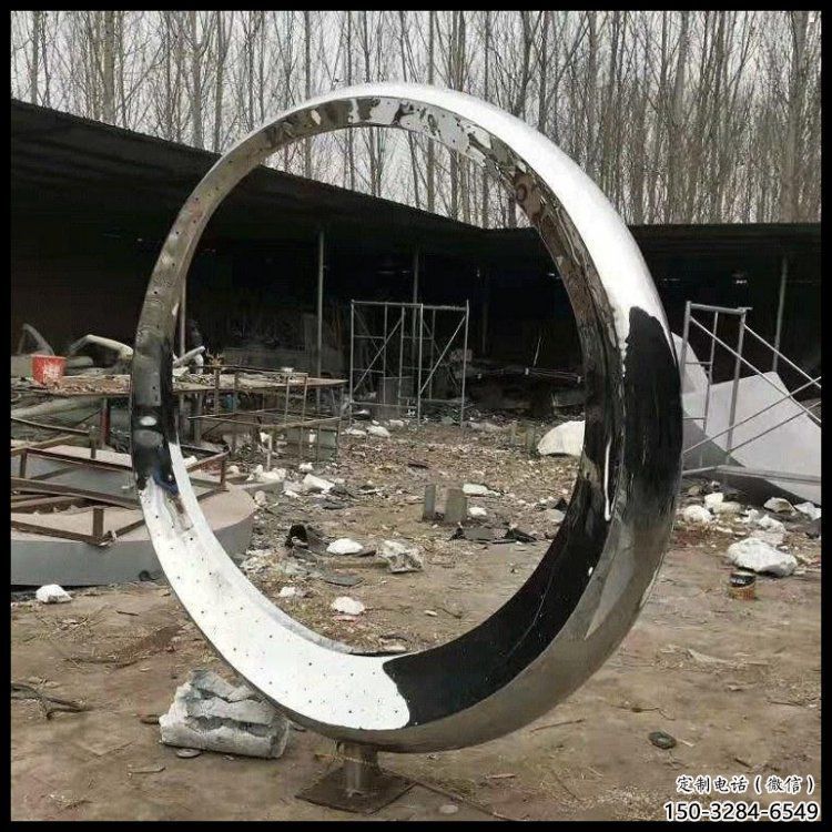 室內月亮雕塑，拉絲景觀雕塑，抽象效果