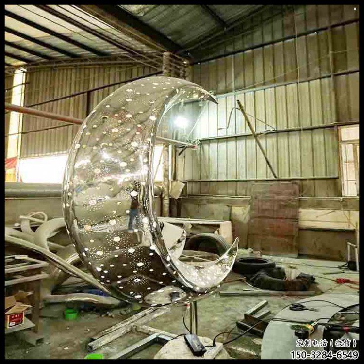 月亮雕塑服務商，景觀雕塑，鏤空月亮雕塑選定