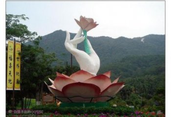 手拈花雕塑，街頭藝術(shù)，不銹鋼手拈花雕塑展品