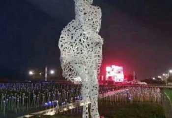 鏤空人物雕塑預(yù)定，城區(qū)小品，現(xiàn)代鐵藝人物雕塑制造商