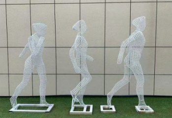 鏤空體育雕塑展品，公園小品，運動員鐵藝人物雕塑供需