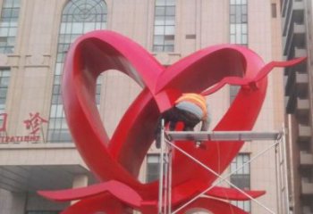 雙心鑄造觀賞型，露天雕塑，不銹鋼雙心雕塑訂做