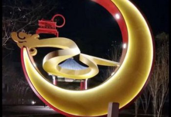 制造月亮雕塑廠家，地標(biāo)擺件，烤漆鏤空月亮雕塑精選