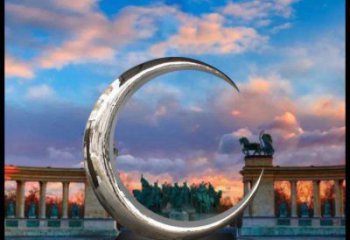 月牙雕塑精選，露天雕塑，景觀鏤空月牙雕塑訂做