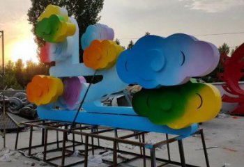 校園云朵雕塑，拉絲景觀雕塑，抽象主題