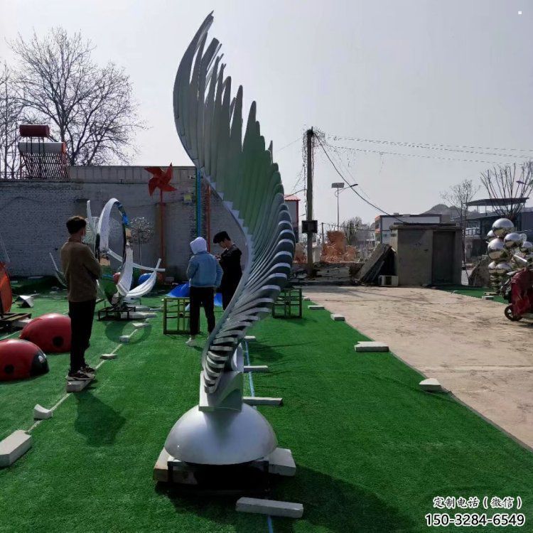 校園翅膀雕塑，拉絲景觀雕塑，抽象主題